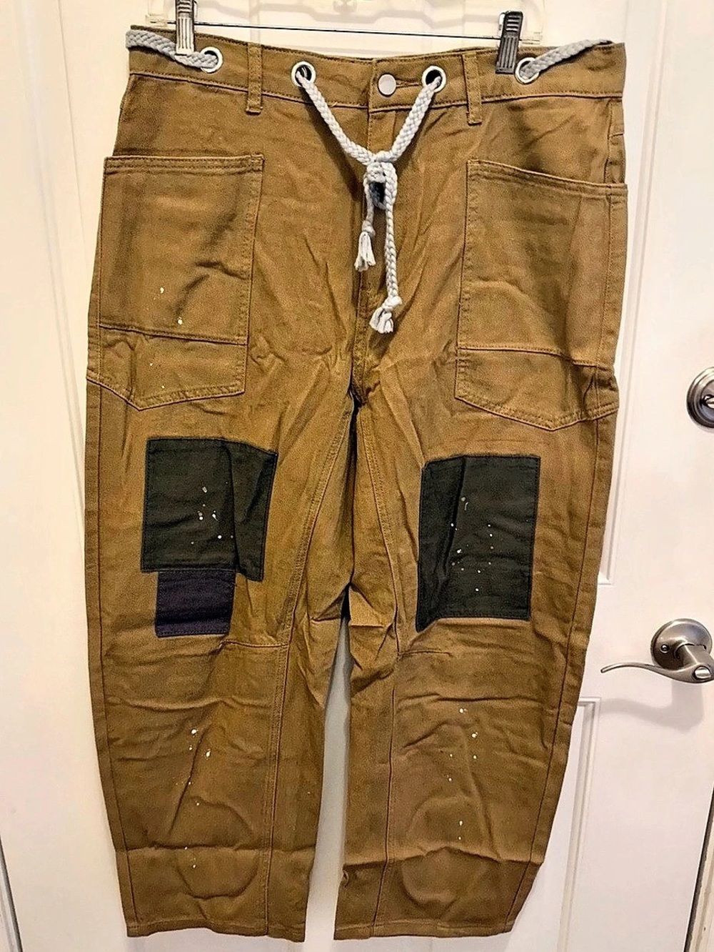 Womens Baggy Barrel Horseshoe pants wide Leg Patchwork Low Rise